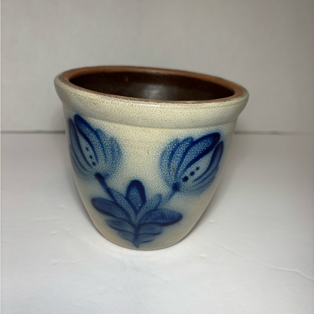 Beaumont Brothers Pottery BBP 1991 Signed Salt Glaze Blue Cream - Picture 9 of 9